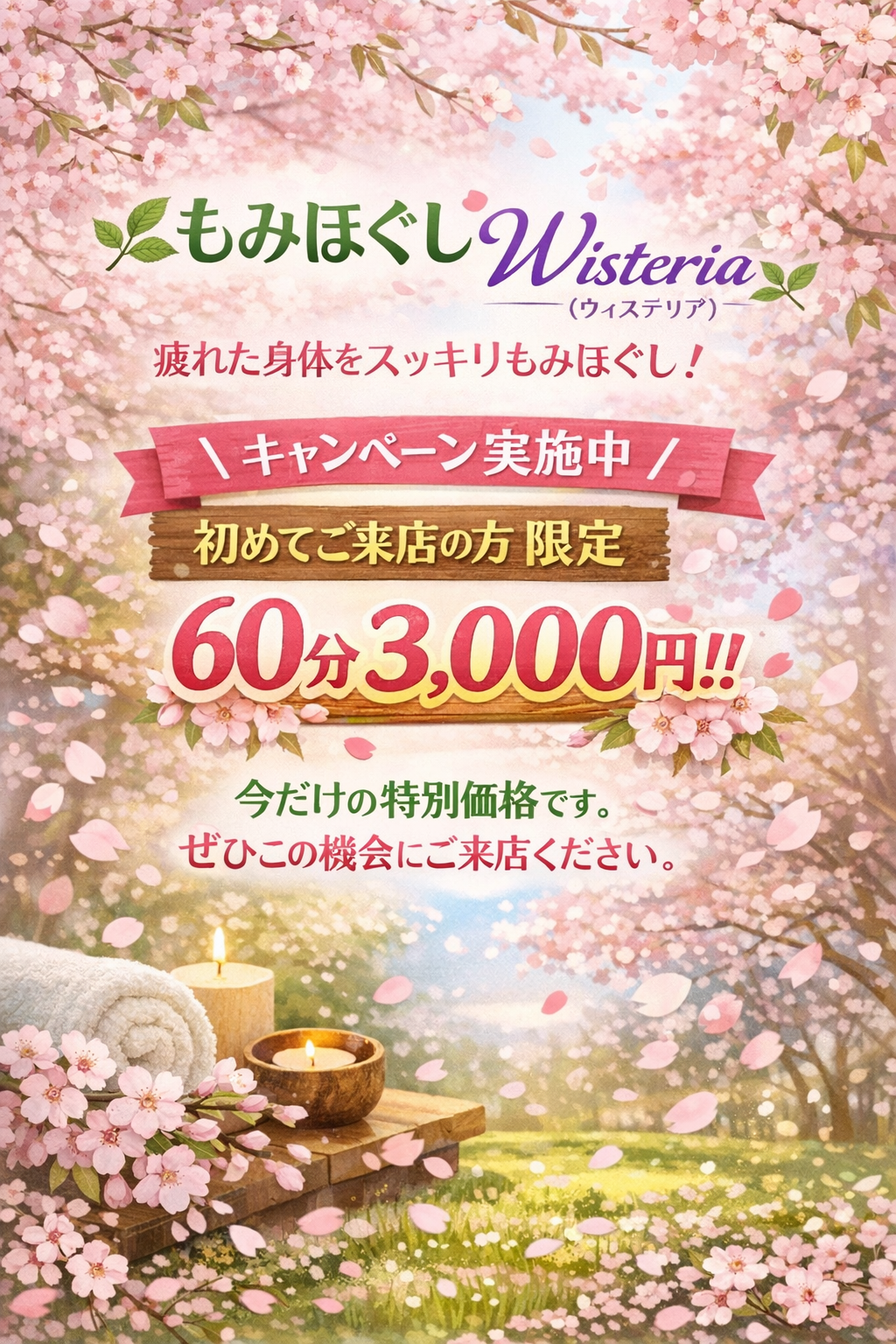 今月のキャンペーン案内 | 大分県中津市のもみほぐしならWisteria
