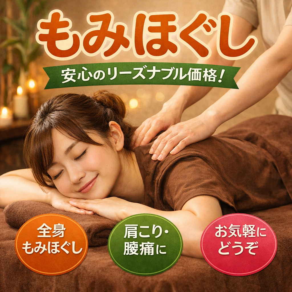 リーズナブルな価格 | 大分県中津市のもみほぐしならWisteria