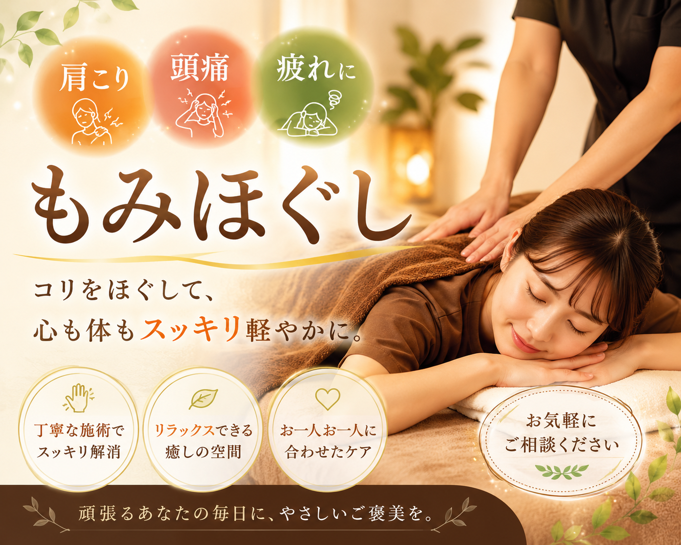 肩こり・頭痛・疲れに| 大分県中津市のもみほぐしならWisteria