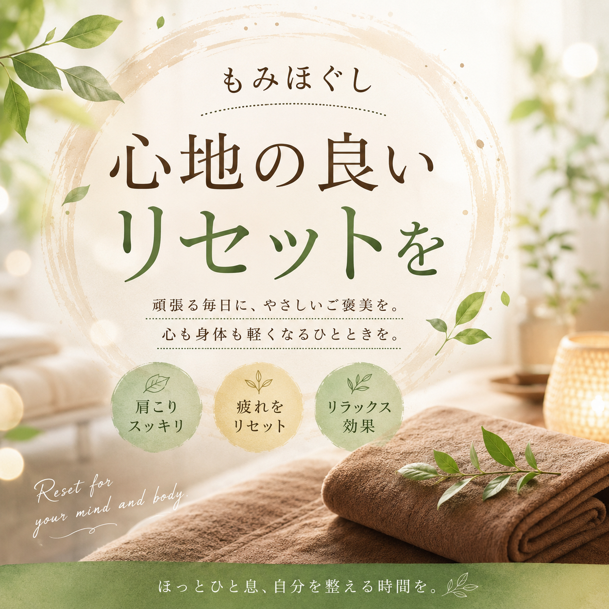 心地の良い、リセットを | 大分県中津市のもみほぐしならWisteria